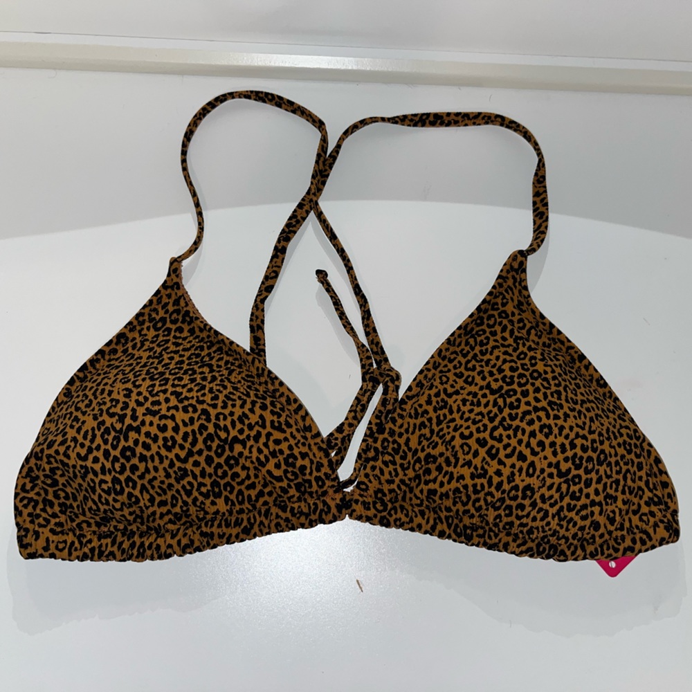 Xhilaration Triangle Leopard Bikini Top NWT